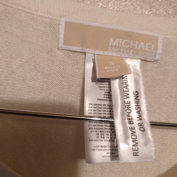 Designer MICHEAL KORS Cream CASHMERE+SILK Cape Pullover Sweater S - Picture 3 of 8